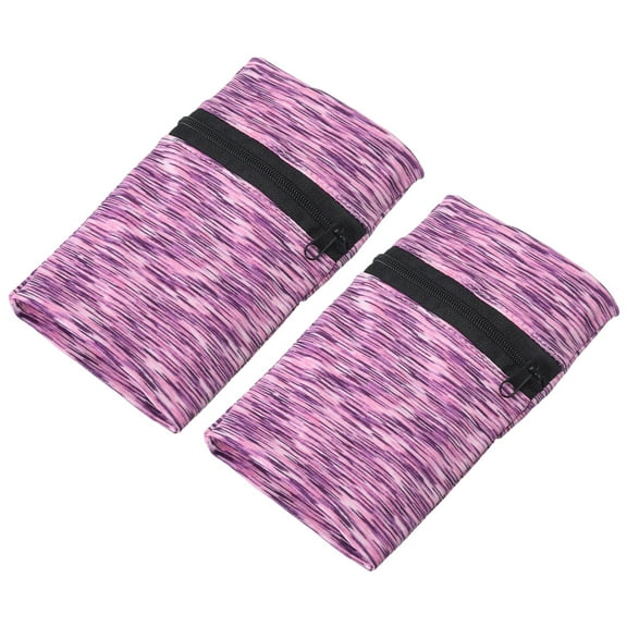 Uxcell 6"x 4" Wrist Pouch Wrist Wallet Sports Wristband Wallet with Zipper Pocket Purple 2 Pcs