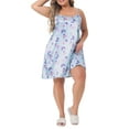 thumbnail image 2 of Agnes Orinda Women's Plus Size Valentines Day Nightgown Camisole Sleeveles Heart Print Lingerie Dress Sleepwear 4X Blue, 2 of 6