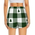 thumbnail image 4 of Vsdgher Green White Lumberjack Plaid Print Women's Running Double Layer Shorts High Waisted with Pockets Elastic Yoga Workout Athletic Gym Sports, 4 of 8