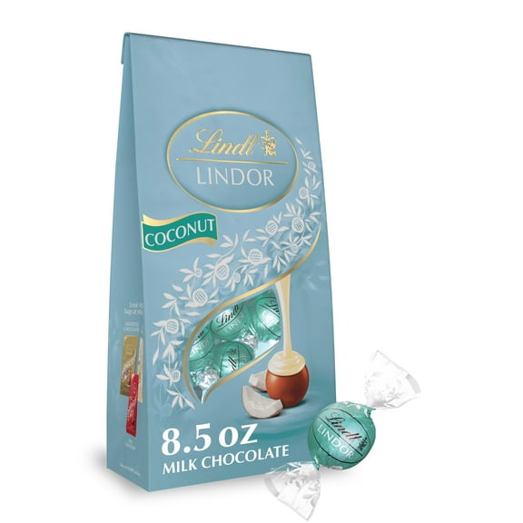Lindt Lindor Coconut Milk Chocolate Candy Truffles, 8.5 oz. Bag