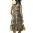 thumbnail image 5 of Mengpipi Women's Summer Casual Sleeveless V-Neck Swing Tank Dress Casual Flowy Tiered Beach Dress, Leopard-Khaki-XXL(US 20-22), 5 of 8