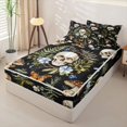 thumbnail image 2 of Homewish Spooky Skull Butterfly Zipper Full Size Comforter Sets with Fitted Sheet and 2 Pillowcases for Kids, Rustic Mushroom Botanical Zipper Bedding Set, Black Reversible, 4 Pieces, 2 of 6
