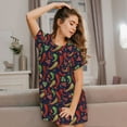 thumbnail image 3 of Logiee Red Chili Print Nightgowns for Women,Soft Short-Sleeved Lightweight Sleepwear, Loose Sleepshirts, 3 of 6