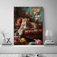 thumbnail image 2 of Mudket Framed Leopard on Floral Chair Canvas Wall Art, Vintage Jungle Animal Print Wall Decor, Ready to Hang for Living Room - 12"L x 8"W, 2 of 10
