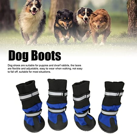 ASHATA 4Pcs Dog Boots  Dog Protectors  Pet Booties Reflective Breathable Wearproof High Top Pet Shoes for Indoor Outdoor Activities (XL)