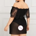 thumbnail image 2 of Underwear for Women Fashion Plus Size Lace Sheer Mesh Off-Shoulder Nightdress 1Xl-4Xl Underwear, 2 of 9