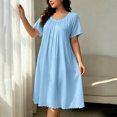 thumbnail image 4 of NominalSnug Womens Nightgown Scalloped Neck Short Sleeve Loose Midi Sleep Dress Loungewear, 4 of 6