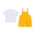 thumbnail image 6 of ANINEO Boys Candy Color Suspenders Outfit Sets Casual O-Neck Short Sleeve T-Shirts With Romper For Children Kindergarten Performance And School Events Breathable Toddler Clothing Sets, 6 of 6