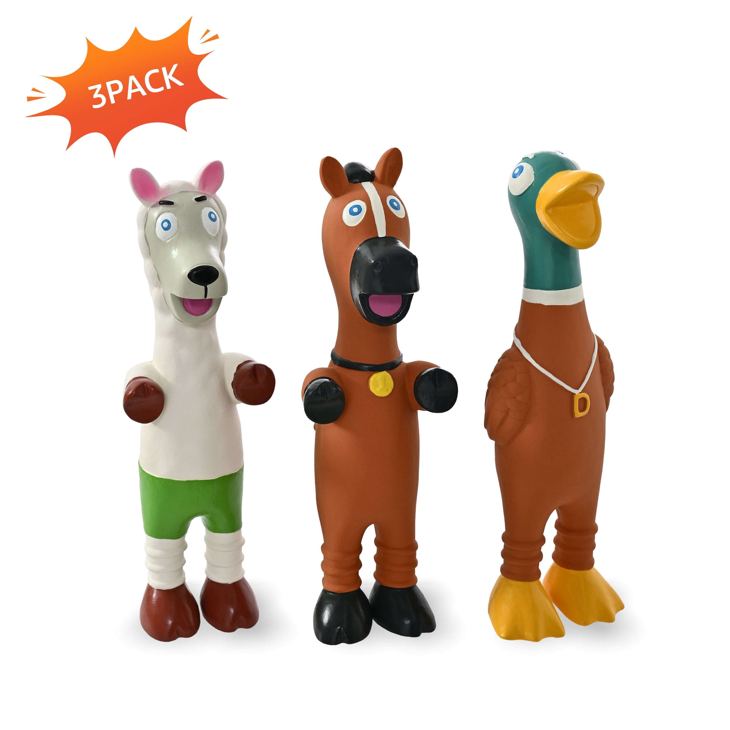 Max & Marlow 9.2" Squeaky Dog Toys for Small Dog, 3 Pack Funny Latex Puppy Chew Toys