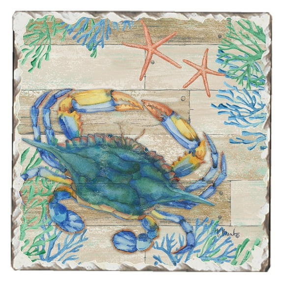 CounterArt "Crab Life" Single Absorbent Stone Tumbled Tile Coaster 1 Pack