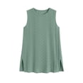 thumbnail image 4 of Wensltd Tank Tops Women Eyelet Embroidery Sleeveless Blouse Round Neck Side Split Hem Solid Color Summer Casual Tunic, 4 of 9