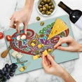 thumbnail image 4 of Groovy Cutting Board, Hippie Heart Shape Colorful Flowers Butterfly Springtime Happy Days Design, Decorative Tempered Glass Cutting and Serving Board, Large Size, Multicolor, by Ambesonne, 4 of 5