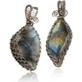 thumbnail image 6 of Raw Labradorite Necklace,Bronze Crystal Birthstone Necklace,Wire Wrap, 6 of 7