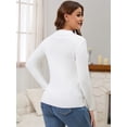 thumbnail image 6 of DARING DIVA Women's Maternity Sweater Ribbed Pullover Polo Sweater L White, 6 of 8