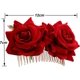 thumbnail image 3 of (Rojo) 2 piezas de pinza para el pelo con flor de rosa para mujer, accesorio para el pelo para mujeres y niñas, boda nupcial, 3 of 5