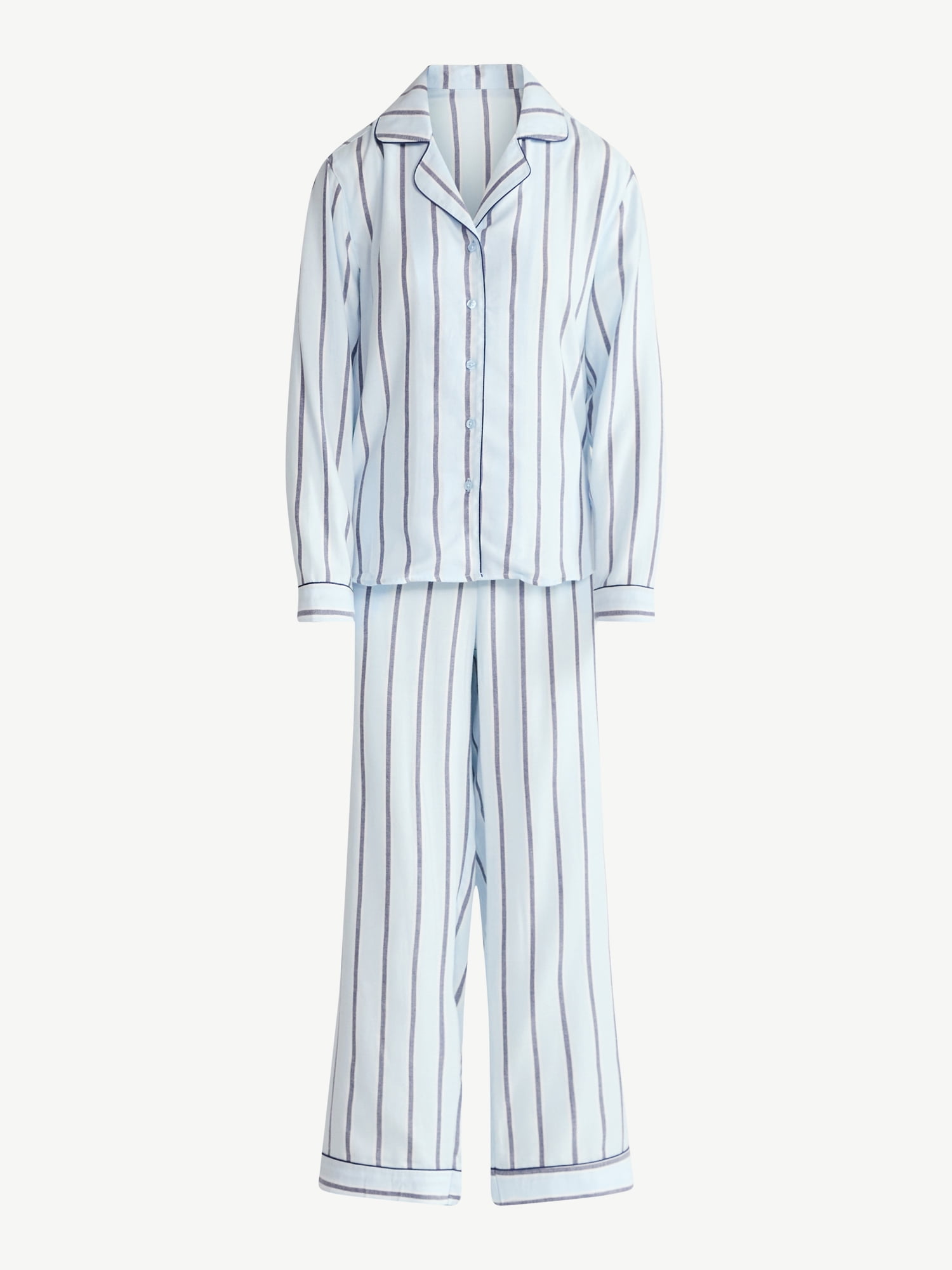 Joyspun Women's Long Sleeve Flannel Sleep Top and Pants Pajama Set, 2-Piece, Sizes XS-3X