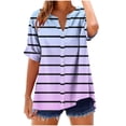 thumbnail image 5 of Paiwinds Women's V-Neck Printed Short Sleeve T-Shirt, Gradient Stripe Pattern Casual Top, Loose Fit Summer Fashion Tee, 5 of 9