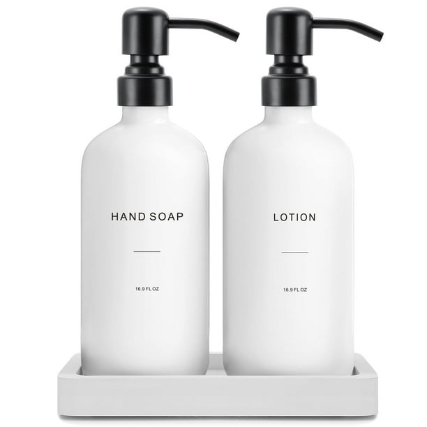Set dispensador de jabón Prus Waso White con bomba de loción y manos