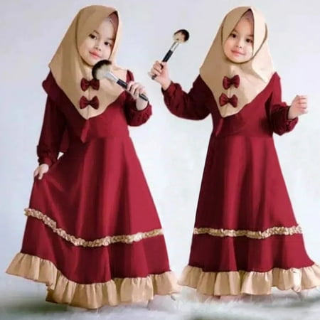 

Hunpta Abaya Clothing Kid Dress Muslim Baby Ramadan Dubai Toddler Girl Robe Traditional Girls Outfits&Set