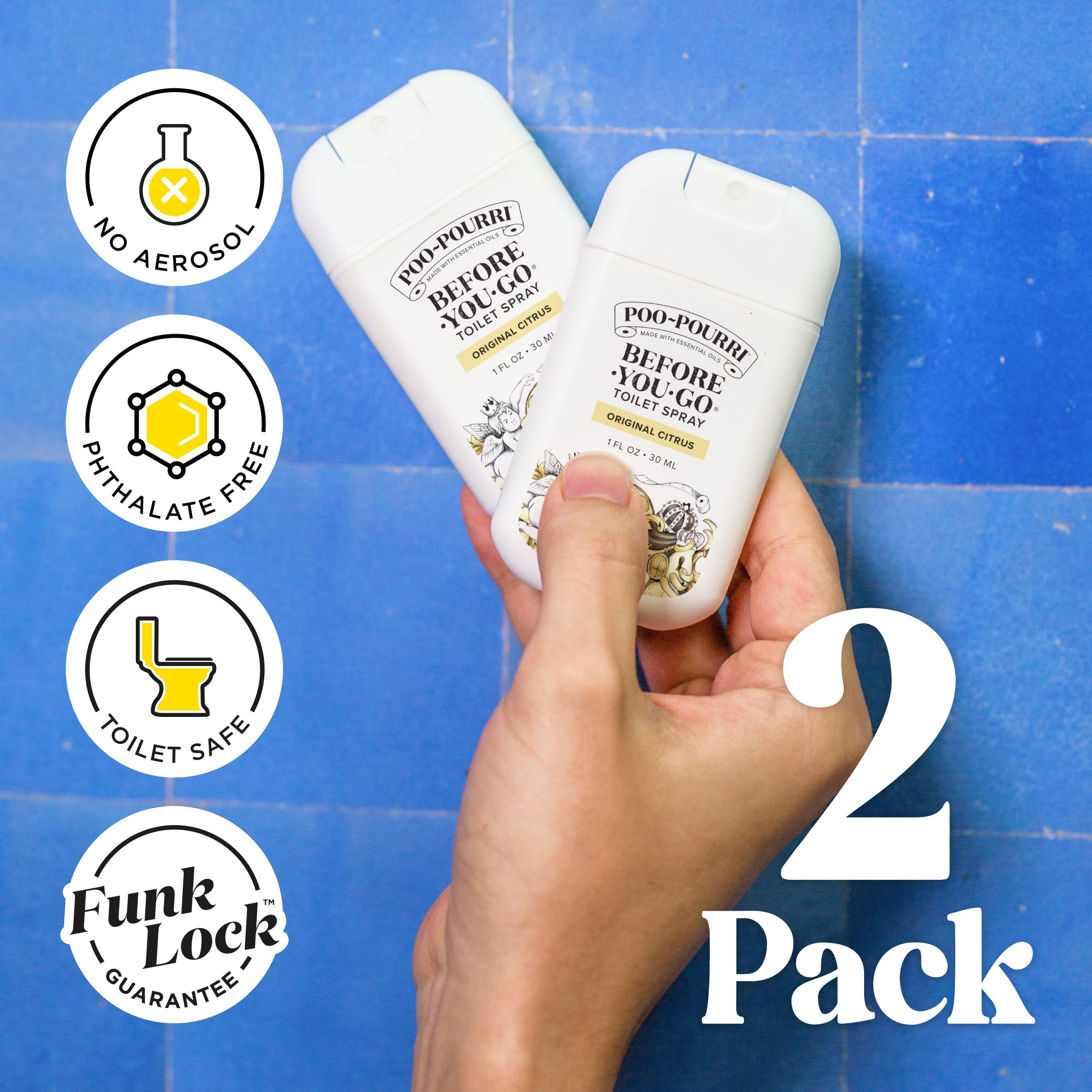 Poo-Pourri, Toilet Spray, Original Citrus 30ml 2pk, Pocket