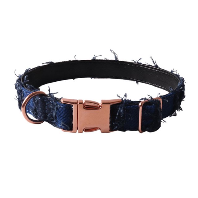 CSChome Pet Collar With Exquisite Workmanship Retro Denim Dog Collar - Tassel Decor, Comfortable Adjustable Plaid Pet Neck Strap