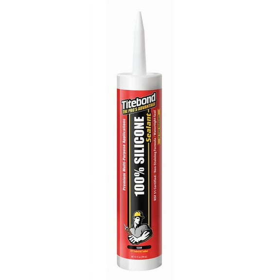 Titebond 100% Silicone Sealant, 10 oz, Cartridge, Clear, Silicone Base 2611