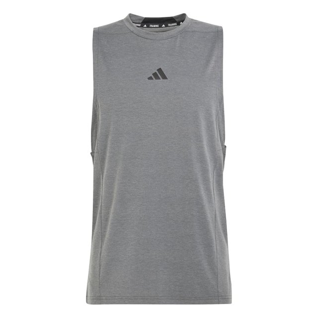 Camiseta sin mangas Adidas diseñada para entrenamiento y entrenamiento para hombre, color gris liso