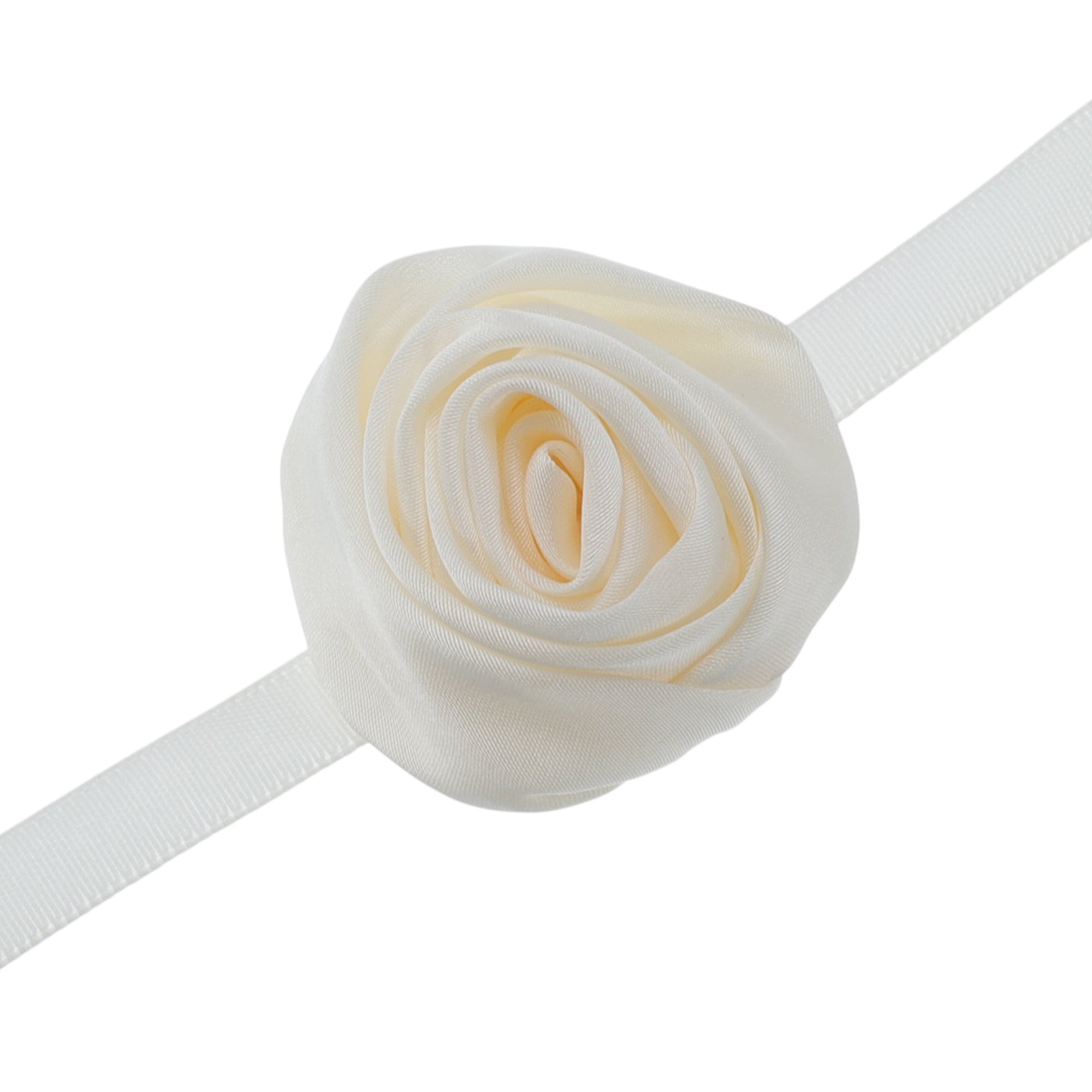 Unique Bargains Satin Rose Tie Choker Necklace 1PC Beige