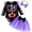 B# Purple, variant on ENFLASH Newborn Baby Girl Halloween Outfit Colorful Skeleton Halloween Clothes Long Sleeve Romper+Tutu Skirt+Headband 3Pcs