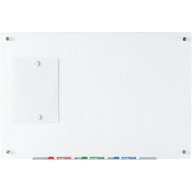 Audio-Visual Direct Tableau Effaçable à Sec Magnétique Ultra Blanc en Verre - 3 Pieds x 2 Pieds - Inclut Aimants, Matériel et Plateau de Marqueurs
