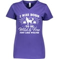 thumbnail image 3 of Inktastic I was Born to be Wild and Free with Wolf and Mountains Women's V-Neck T-Shirt, 3 of 5