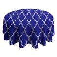 thumbnail image 4 of Blue Geometric Quatrefoil Pattern Round Tablecloth 60"x60",Wrinkle Wipeable Table Cloth for Kitchen Dining Room Picnic Patio Party, 4 of 6