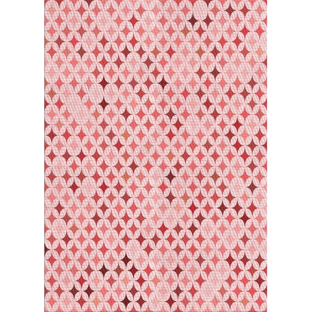 Ahgly Company Machine Washable Indoor Rectangle Transitional Light Red Pink Area Rugs, 6' x 9'