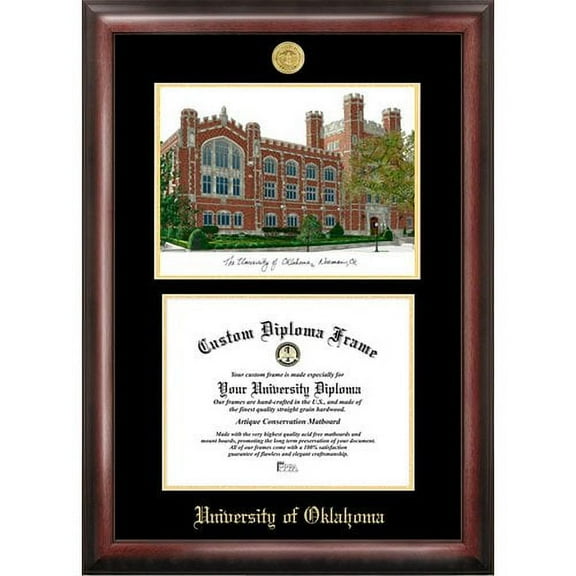 University of Oklahoma 8.5" x 11" Gold Embossed Diploma Frame with Campus Images Lithograph
