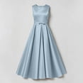 thumbnail image 6 of LEKWK Girls Maxi Dress Satin Sleeveless Crewneck A Line Princess Dress Elegant Flowy Evening Gown with Bow Waist for Wedding Guest Prom Performance Party 0-15Y, 6 of 6