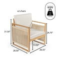 thumbnail image 3 of Gable Mid-Century Modern Roped Acacia Wood Outdoor Patio Chair with Cushions, Beige/Light Teak (Set of 2), 3 of 9