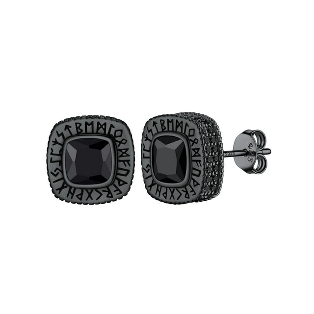 Pendientes PROSTEEL cuadrados con circonita cúbica negra para Hombre