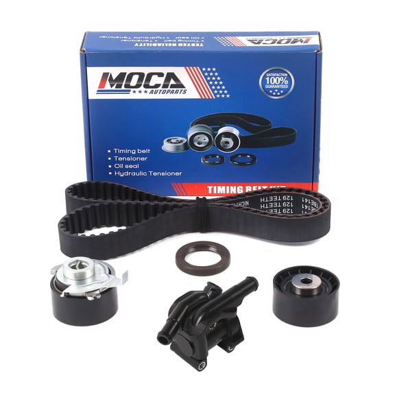 MOCA AUTOPARTS Timing Belt Kit with Thermostat Assembly Fit for 2001-2004 Ford Escape & Mazda Tribute 2.0L