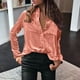 thumbnail image 2 of Blusa de terciopelo de invierno para mujer: camisa lisa de manga larga con bolsillo con botón, estampado floral, abertura lateral, ideal para looks informales y para salir de fiesta., 2 of 6