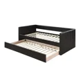 thumbnail image 3 of Classic Living Room PU Leather Daybed with Trundle Bed, Twin Size Sofa Bed, Square Armrest, Brown, 3 of 3