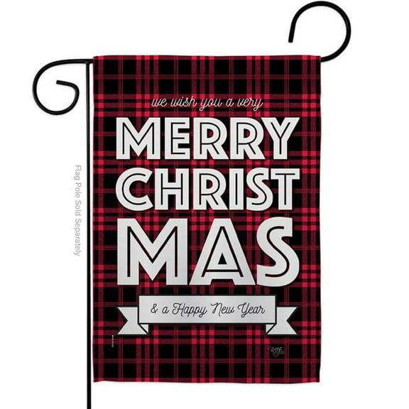 Breeze Decor G164224-BO Buffalo Plaid Christmas Garden Flag Winter 13 x 18.5 in. Double-Sided Decorative Vertical Flags for House Decoration Banner Yard Gift