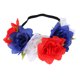 thumbnail image 1 of KAKOWELY Diadema elástica con flores de imitación para Halloween, accesorio para el cabello para adultos (blanco, azul y rojo), 1 of 4