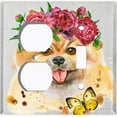 thumbnail image 4 of Metal Light Switch Plate Cover Cute Pomeranian Rose Crown Butterfly DOG015, 4 of 13