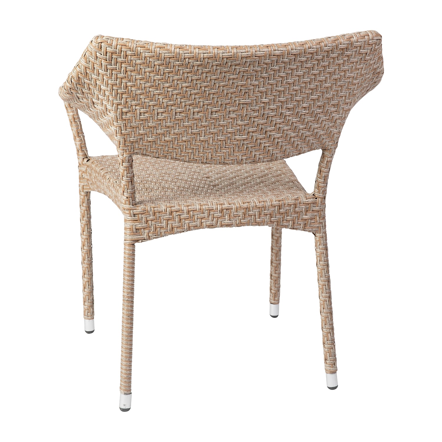 Flash Furniture Jace 34"H Natural PE Rattan Wicker Commercial Grade Stacking Patio Chair 2/Pack
