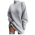 thumbnail image 1 of Gibobby Suéter mujer, Suéter 2023 para mujer, cuello alto, liso, casual, color sólido, cómodo, elegante(Gris,M), 1 of 5