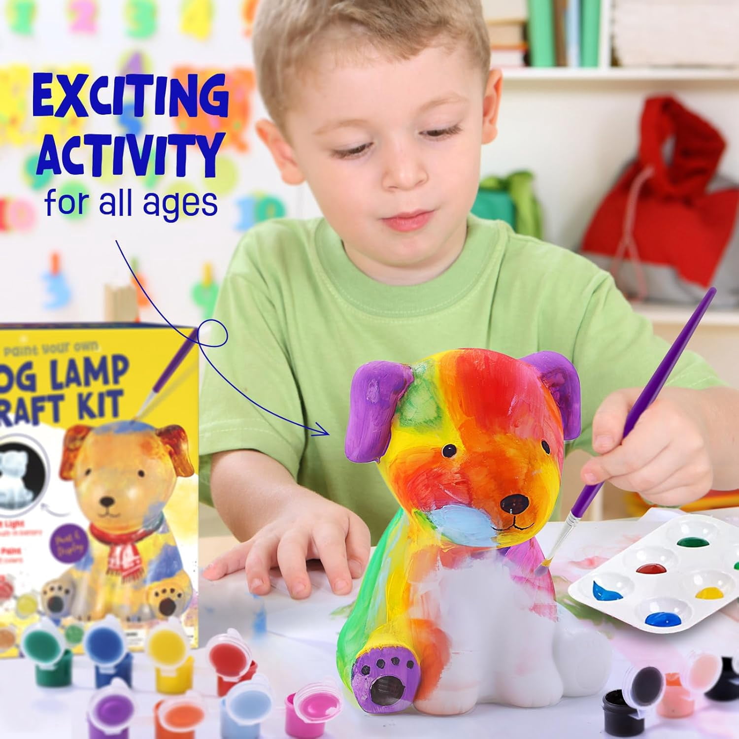 Paint Your Own Dog Lamp Kit, Art Supplies Arts & Crafts Kit, Painting kit for Kids 6-12, Arts and Crafts for Kids Ages 8-12, Toys Girls Boy Birthday Gift Ages 6 7 8 9 10 11 12+