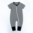 thumbnail image 2 of IROINNID Discount Cotton Neutral Onesies Baby Boys Girls Cute Stripe Pattern Short Sleeve Double Zipper Romper Jumpsuit,Black, 2 of 9