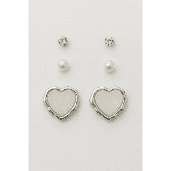 Women’s 3-Pair Stud Earring Set – Crystal Rhinestone, Classic Pearl & Gold-Tone Square Studs – Hypoallergenic, Everyday & Dressy Jewelry