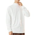 thumbnail image 2 of Htigea Clearance Mens Fashion Long Sleeve Tshirts Workout Oversize Pullover Solid Color Casual Tees White,M, 2 of 6