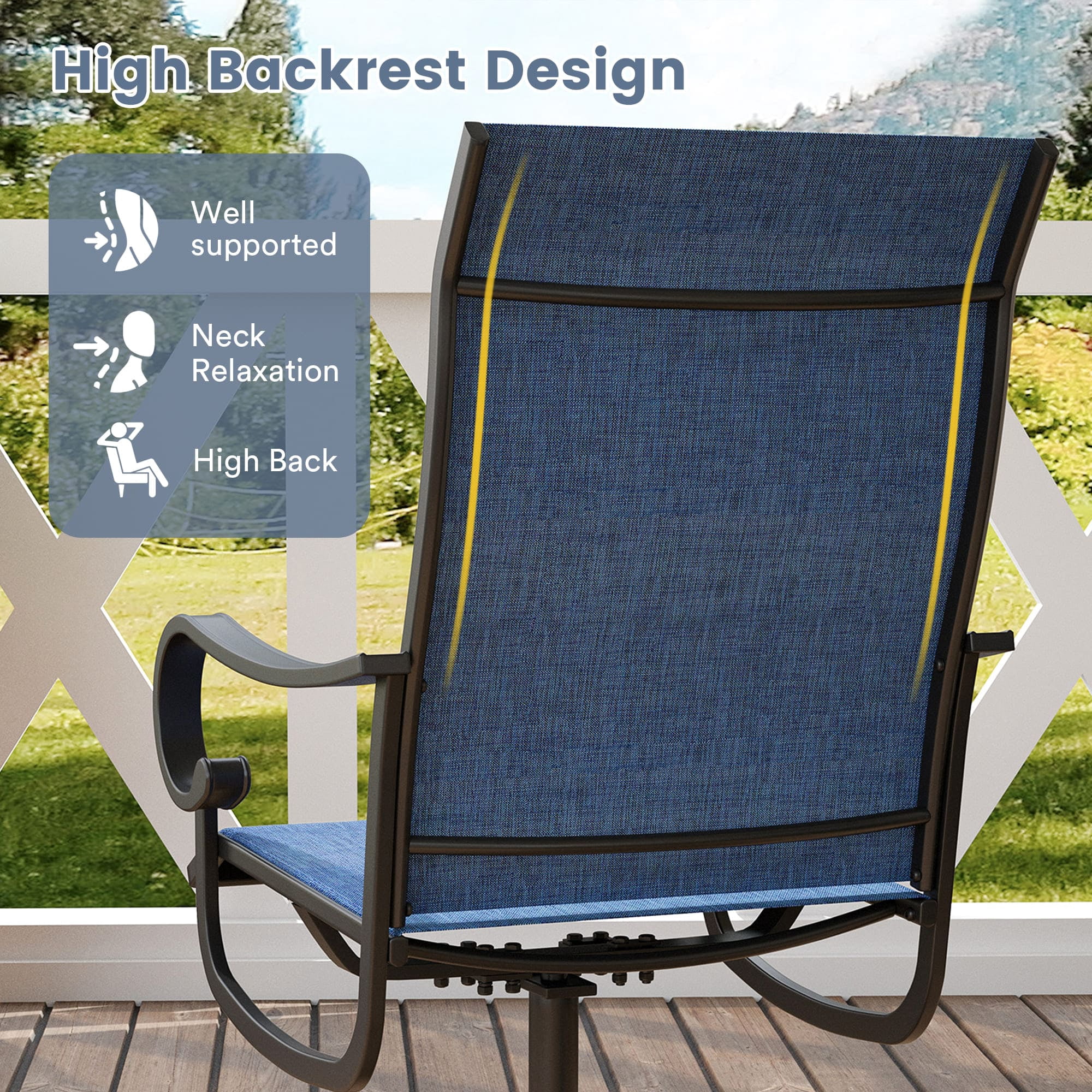 Vicllax 5-Piece Outdoor Patio Dining Set Metal Swivel Chairs & Round Steel Table with Umbrella Hole